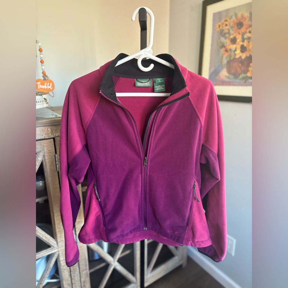 VINTAGE LL BEAN POLARTECH WEATHER CHANNEL PINK PURPLE ZIP UP JACKET COAT